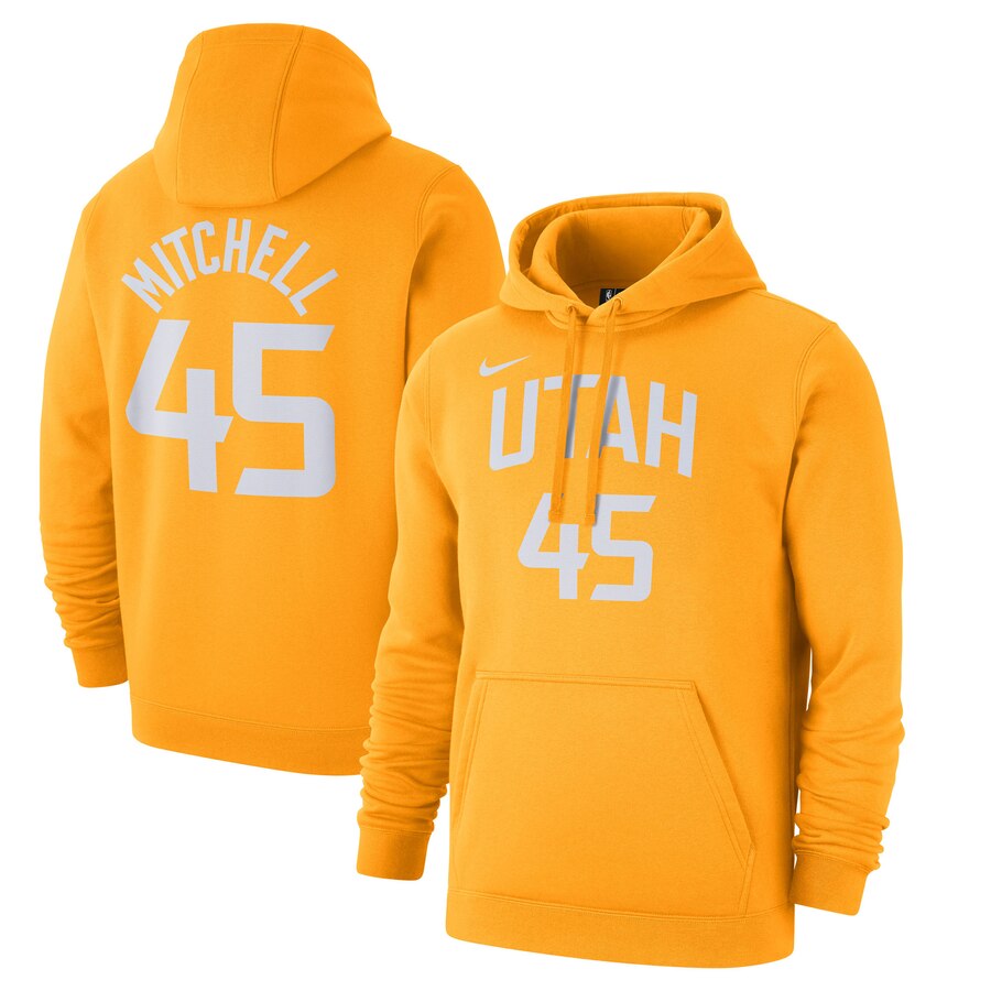 Men's Utah Jazz #45 Donovan Mitchell Gold City Edition Name & Number Pullover Hoodie
